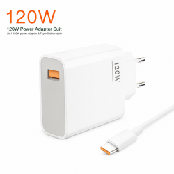 Φορτιστής τοίχου OEM με καλώδιο USB-C, USB, 120W, λευκός