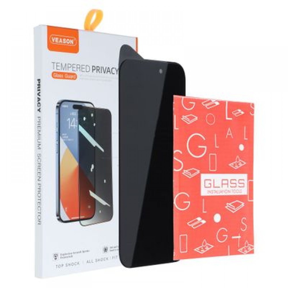 Tempered Glass Veason για Apple iPhone 13 / iPhone 13 Pro / iPhone 14 / iPhone 16e – Privacy, Full Glue