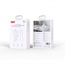 XO wall charger CE36 PD 45W 1x USB-C 1x USB white + cable USB-C - USB-C