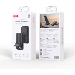 XO PR288, POWERBANK, 10000MAh, 15W ΑΣΥΡΜΑΤΗ ΦΟΡΤΙΣΗ, ΘΥΡΑ TYPE-C, ΜΕ 4 ΚΑΛΩΔΙΑ, ΜΑΥΡΟ
