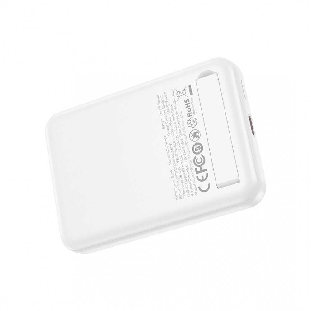 XO PR264 ΜΑΓΝΗΤΙΚΟ POWERBANK 15W WIRELESS CHARGING + PD20W, 10000MAH, ΛΕΥΚΟ