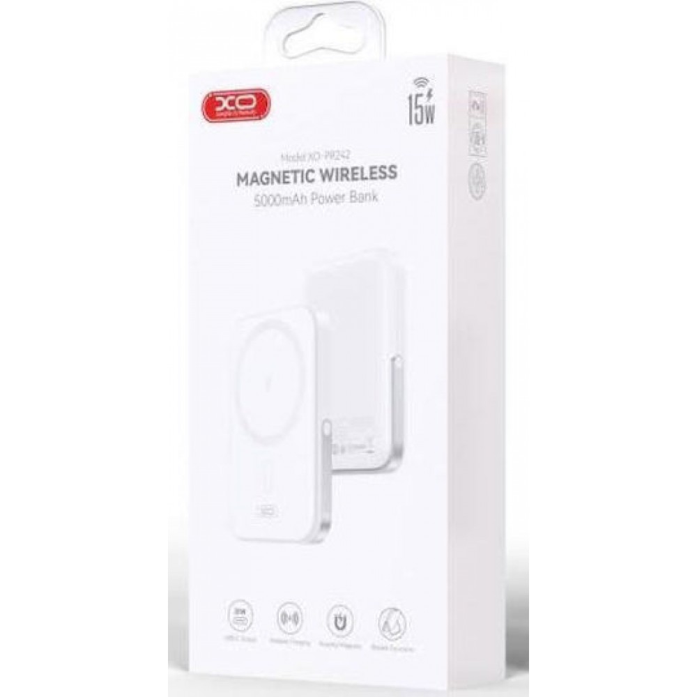 XO PR242 ΑΣΥΡΜΑΤΟ POWERBANK 15W, MAGSAFE, PD20W, 5000mAh , ΛΕΥΚΟ