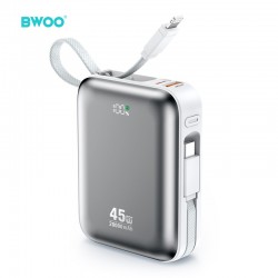 BWOO Power bank με καλώδιο, οθόνη 45W 20000mah BO-P78 - Ασημί