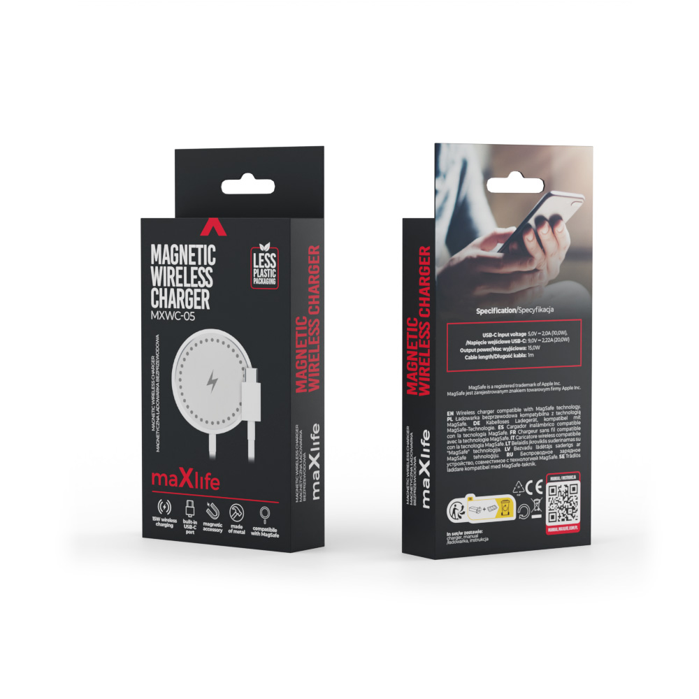 Maxlife MXWC-05 magnetic wireless charger 15W white