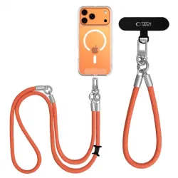 Tech-Protect C10S ROPE Crossbody Λουράκι Λαιμού για Κινητά, WRIST Λουράκι Καρπού για Κινητά - Πορτοκαλί, Ασημί
