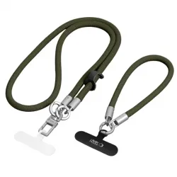 Tech-Protect C10S ROPE Crossbody Λουράκι Λαιμού για Κινητά, WRIST Λουράκι Καρπού για Κινητά - Πράσινο, Ασημί
