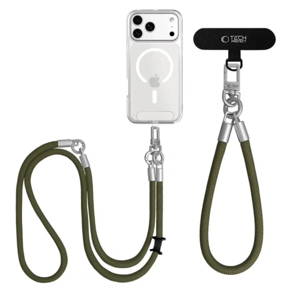 Tech-Protect C10S ROPE Crossbody Λουράκι Λαιμού για Κινητά, WRIST Λουράκι Καρπού για Κινητά - Πράσινο, Ασημί Tech-Protect C10S ROPE Crossbody Λουράκι Λαιμού για Κινητά, WRIST Λουράκι Καρπού για Κινητά - Πράσινο, Ασημί