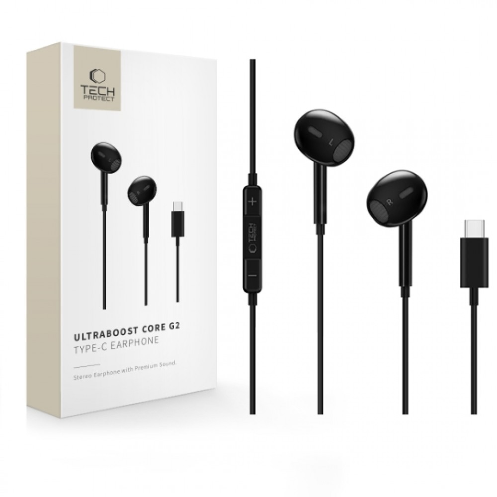 Tech-Protect Ultraboost Core G2 In-ear Handsfree Ακουστικά με Βύσμα USB-C Μαύρο