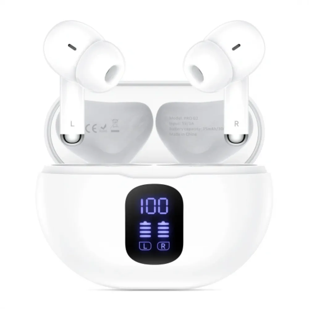 Tech-Protect Ultraboost Pro G2 In-ear Bluetooth Handsfree Ακουστικά με Θήκη Φόρτισης Λευκά