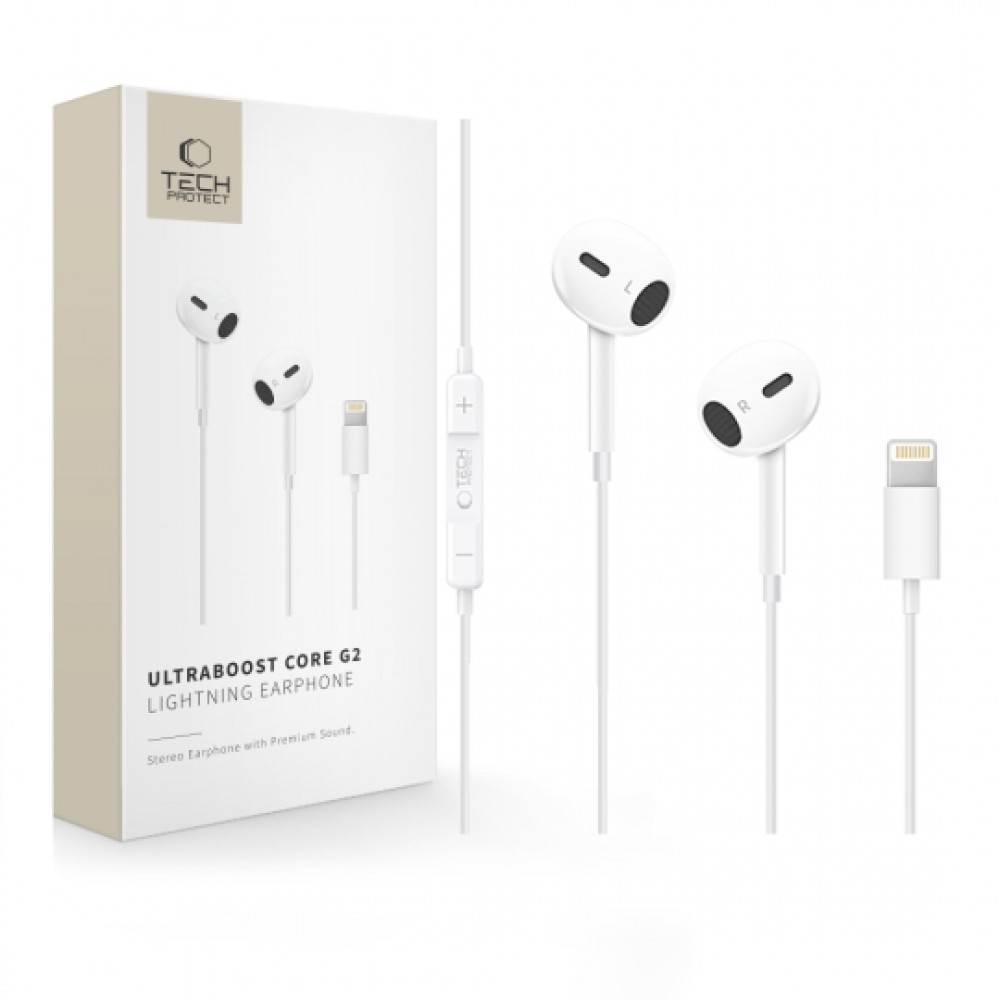 Tech-Protect Ultraboost Core G2 In-ear Handsfree Ακουστικά με Βύσμα Lightning Λευκό Tech-Protect Ultraboost Core G2 In-ear Handsfree Ακουστικά με Βύσμα Lightning Λευκό