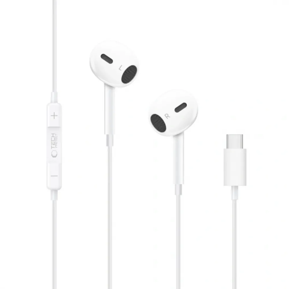 Tech-Protect Ultraboost Core G2 In-ear Handsfree Ακουστικά με Βύσμα USB-C Λευκό