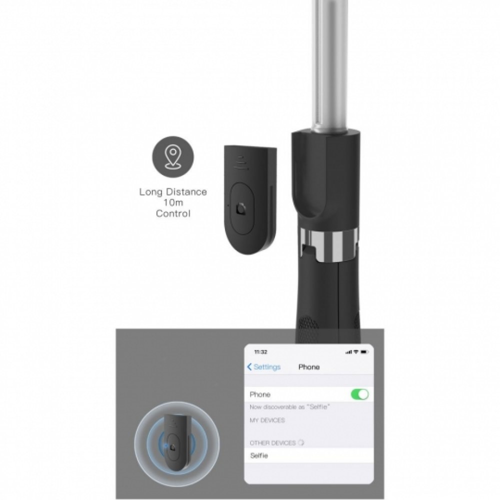 Tech-Protect selfie stick Bluetooth, με τρίποδο L01S - Μαύρο Tech-Protect selfie stick Bluetooth, με τρίποδο L01S - Μαύρο