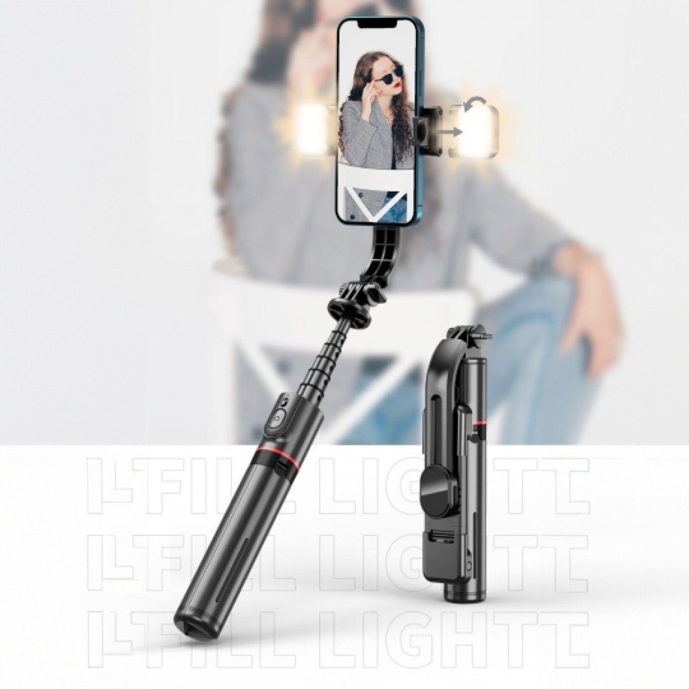 Tech-Protect selfie stick Bluetooth, με τρίποδο, led light L05S - Μαύρο