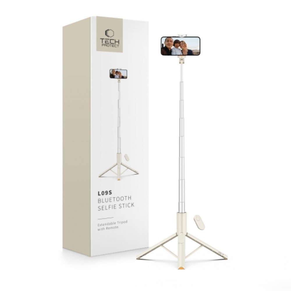 Tech-Protect selfie stick Bluetooth, με τρίποδο L09S - Μπεζ Tech-Protect selfie stick Bluetooth, με τρίποδο L09S - Μπεζ