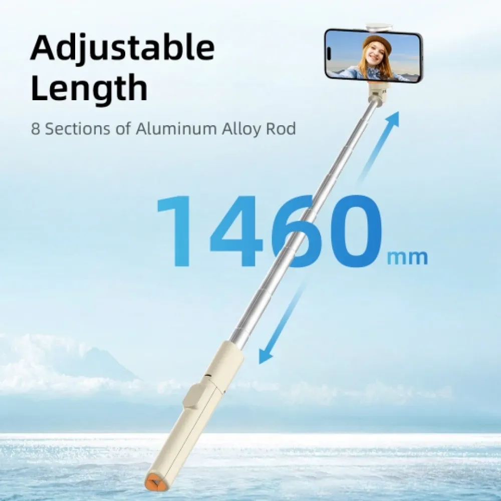 Tech-Protect selfie stick Bluetooth, με τρίποδο L09S - Μπεζ Tech-Protect selfie stick Bluetooth, με τρίποδο L09S - Μπεζ