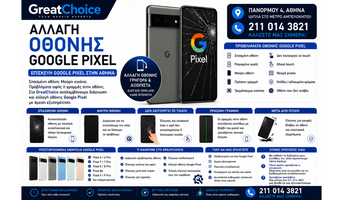 Αλλαγή Οθόνης Google Pixel – Επισκευή Google Pixel Αθήνα