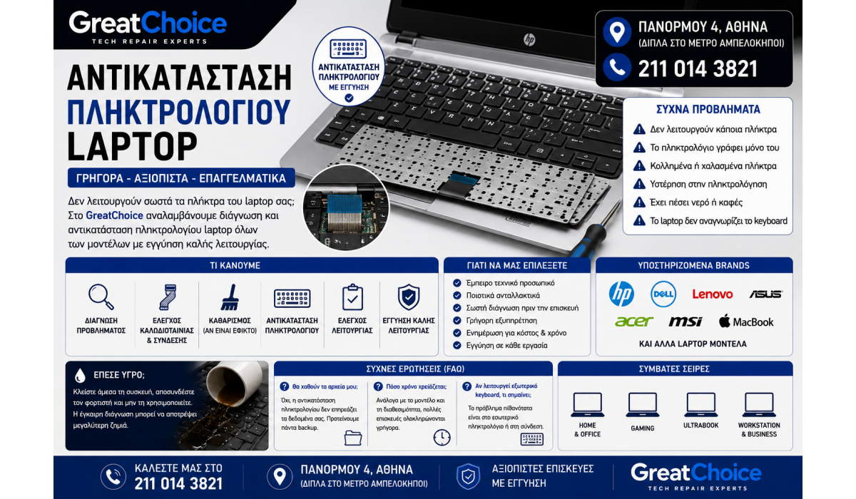 Αντικατάσταση Πληκτρολογίου Laptop – Service Laptop Αθήνα