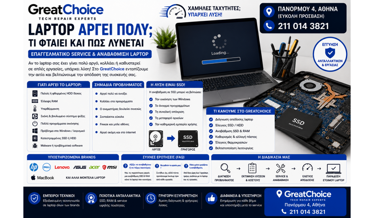 Laptop Αργεί Πολύ – Τι Φταίει και Πότε Χρειάζεται Service
