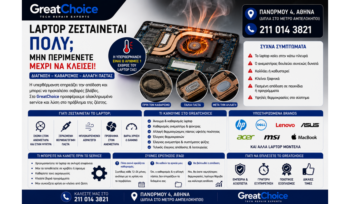 Laptop Ζεσταίνεται Πολύ – Καθαρισμός & Service Laptop Αθήνα