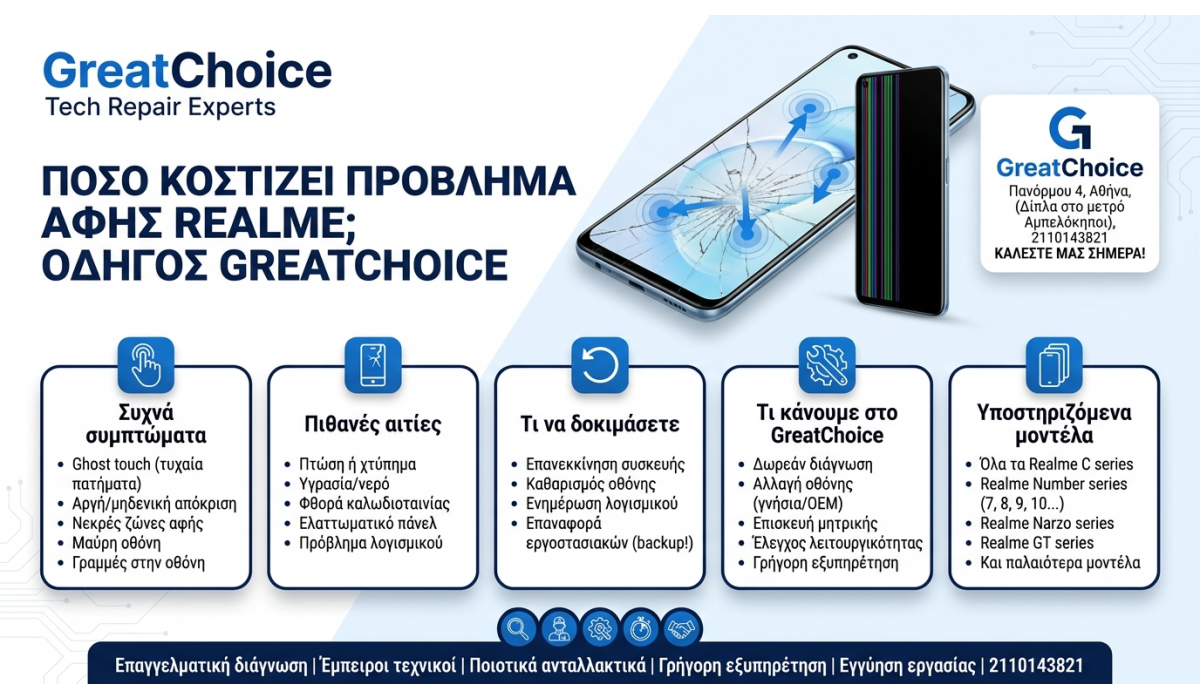 Πόσο κοστίζει Πρόβλημα Αφής Realme; Οδηγός GreatChoice