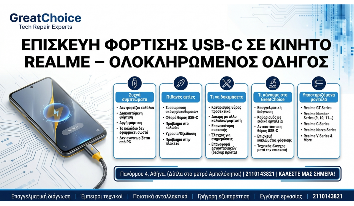 Επισκευή Φόρτισης USB-C σε κινητό Realme – Ολοκληρωμένος Οδηγός
