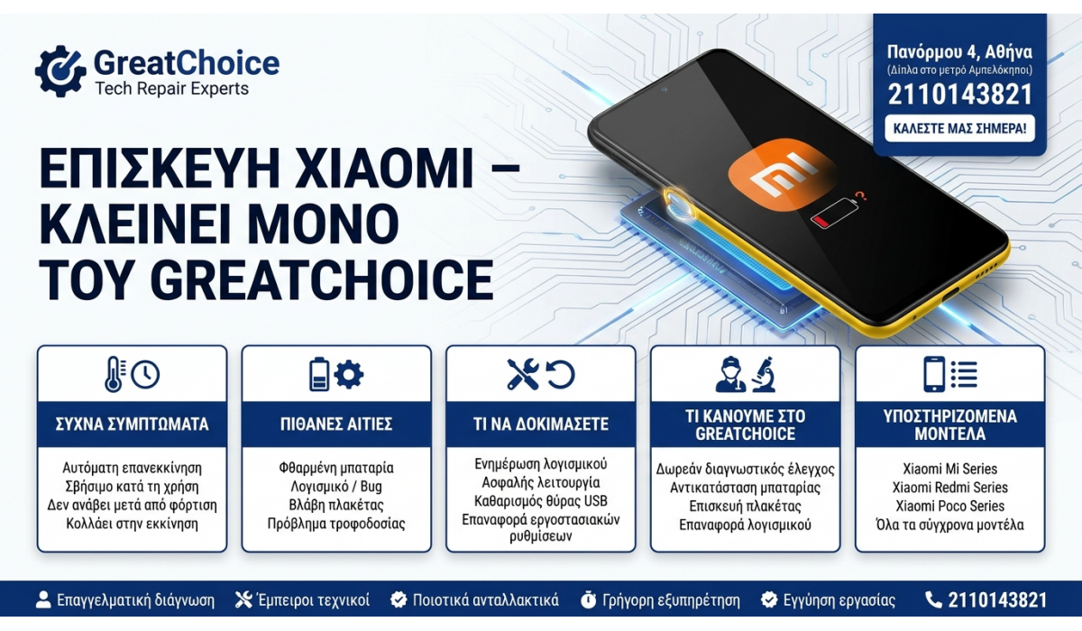 Επισκευή Xiaomi – Κλείνει Μόνο Του GreatChoice