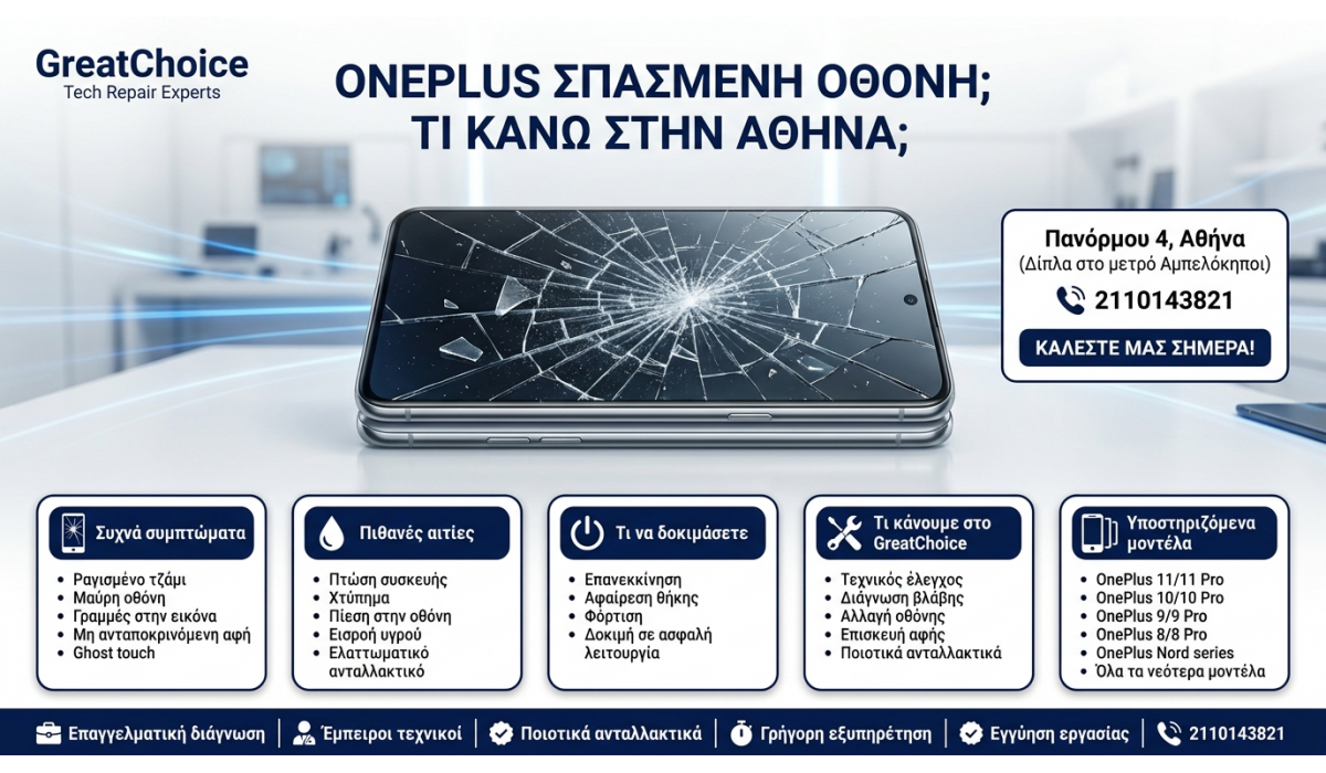 OnePlus Σπασμένη Οθόνη; τι κάνω στην Αθήνα;