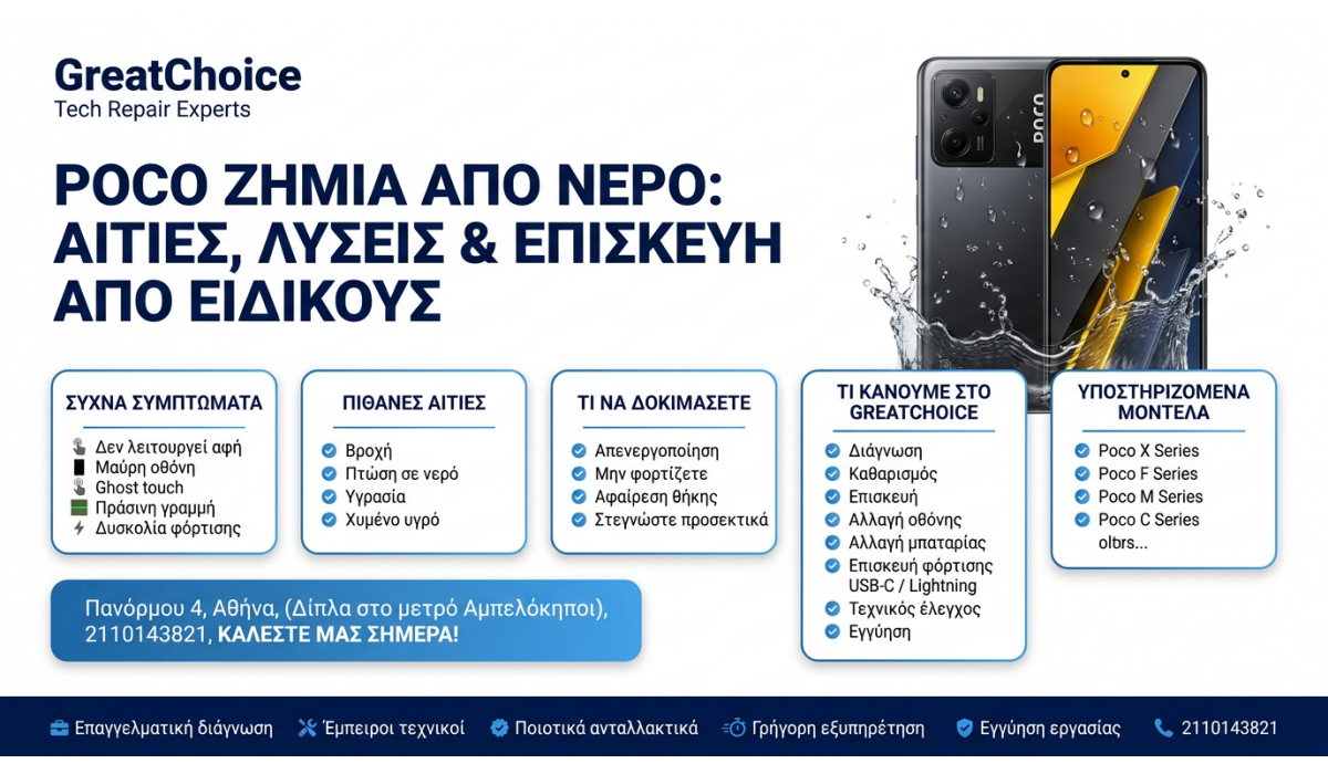Poco Ζημιά Από Νερό: Αιτίες, Λύσεις & Επισκευή από Ειδικούς