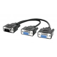 POWERTECH splitter VGA 15pin HD Male σε 2x Female, 0.2m, μαύρο