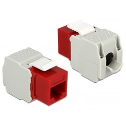 DELOCK Keystone Module RJ45 female, Cat.6 UTP, κόκκινο