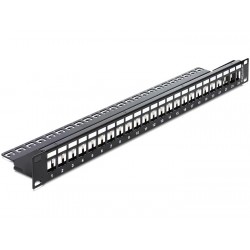 DELOCK Keystone Patch Panel, για 19" rack, 24 ports, μαύρο