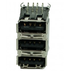 USB 2.0 Connector Triple, up, Silver/Black