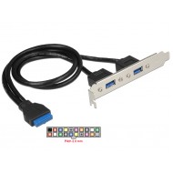 DELOCK Cable USB 3.0 2x Type-A female σε 19pin header female