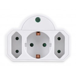 POWERTECH αντάπτορας ρεύματος PT-816, 1x schuko, 2x euro, 16A, λευκός