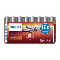 PHILIPS Power αλκαλικές μπαταρίες LR03P16F/10, AAA LR03 1.5V, 16τμχ