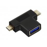 CABLETIME αντάπτορας USB 3.0 σε USB-C & Micro USB C160, μαύρος