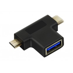 CABLETIME αντάπτορας USB 3.0 σε USB-C & Micro USB C160, μαύρος