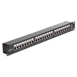 DELOCK patch panel για rack 43295, 19" CAT 6, 48x RJ45 ports, μαύρο