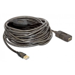 DELOCK καλώδιο USB 2.0 αρσενικό σε θηλυκό 82689, active, 15m, μαύρο