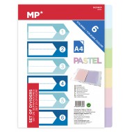 MP χρωματιστά διαχωριστικά φύλλα A4 PC119CP, πλαστικά, 6τμχ