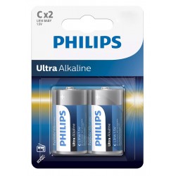 PHILIPS Ultra αλκαλικές μπαταρίες LR14E2B/10, LR14 1.5V, 2τμχ