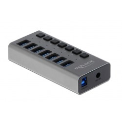 DELOCK USB hub 63669 με διακόπτες, 7x θυρών, 5Gbps, γκρι