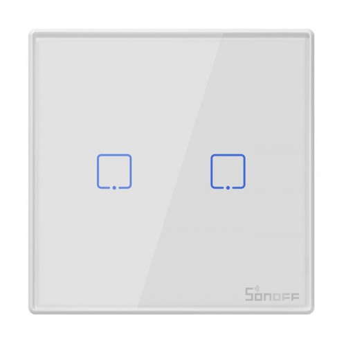 SONOFF smart διακόπτης T2EU2C-RF 433MHz, αφής, διπλός, λευκός