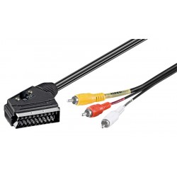 GOOBAY καλώδιο SCART 21-pin σε 3x RCA 50365, 3m, μαύρο