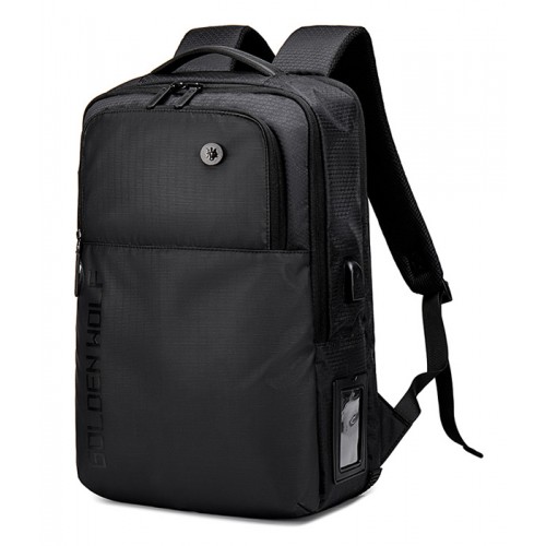 GOLDEN WOLF τσάντα πλάτης GB00399, με θήκη laptop 15.6, 20L, μαύρη