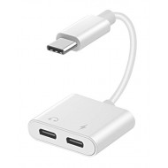 POWERTECH αντάπτορας USB Type-C σε 2x USB Type-C CAB-UC054, 0.11m, λευκό