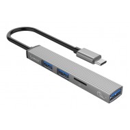 ORICO USB-C hub AH-12F, 3x USB ports, micro SD port, γκρι