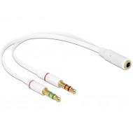DELOCK καλώδιο 3.5mm 4-pin jack σε 2x 3.5m 3-pin 65585, λευκό