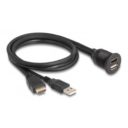DELOCK καλώδιο HDMI & USB 87880, αρσενικό σε θηλυκό, IP67, 1m, μαύρο