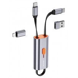 USAMS αντάπτορας USB-C σε USB-C/USB/Lightning SJ560, 60W PD, 0.3m, γκρι